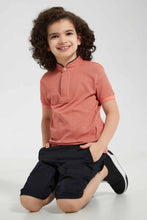 تنزيل الصورة على معرض الصور، Redtag-Pink-Triangle-Print-Collar-Stand-Polo-Polo-Shirts-Boys-2 to 8 Years