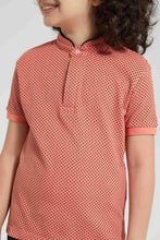 تنزيل الصورة على معرض الصور، Redtag-Pink-Triangle-Print-Collar-Stand-Polo-Polo-Shirts-Boys-2 to 8 Years