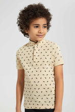 Load image into Gallery viewer, Beige Stand Polo Shirt