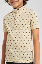 Load image into Gallery viewer, Beige Stand Polo Shirt