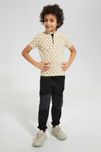 Load image into Gallery viewer, Beige Stand Polo Shirt