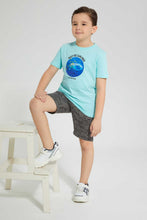 تنزيل الصورة على معرض الصور، Redtag-Dark-Grey-Shark-Print-Short-Active-Shorts-Boys-2 to 8 Years