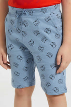 تنزيل الصورة على معرض الصور، Redtag-Blue-Tiger-Print-Short-Active-Shorts-Boys-2 to 8 Years