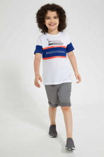 تنزيل الصورة على معرض الصور، Redtag-Grey-Twill-5-Pocket-Western-Short-Denim-Shorts-Boys-2 to 8 Years