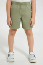 تنزيل الصورة على معرض الصور، Redtag-Olive-Twill-Balloon-Short-Denim-Shorts-Boys-2 to 8 Years