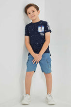 Load image into Gallery viewer, Redtag-Lightwash-Chambray-Cargo-Short-Denim-Shorts-Boys-2 to 8 Years