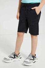 تنزيل الصورة على معرض الصور، Redtag-Black-Cargo-Pocket-Pullon-Short-Pull-On-Shorts-Boys-2 to 8 Years