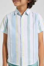 تنزيل الصورة على معرض الصور، Redtag-White-Oxford-Stripe-Short-Sleeve-Casual-Shirts-Boys-2 to 8 Years