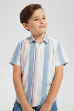 Load image into Gallery viewer, Redtag-Mint-Oxford-Stripe-Short-Sleeve-Casual-Shirts-Boys-2 to 8 Years