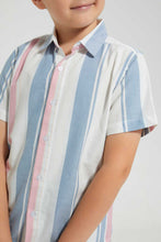 Load image into Gallery viewer, Redtag-Mint-Oxford-Stripe-Short-Sleeve-Casual-Shirts-Boys-2 to 8 Years