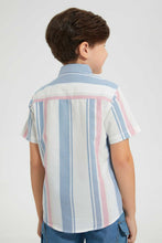 Load image into Gallery viewer, Redtag-Mint-Oxford-Stripe-Short-Sleeve-Casual-Shirts-Boys-2 to 8 Years