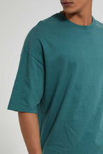Load image into Gallery viewer, Redtag-Green-Solid-T-Shirt-With-Scoop-Heim-Plain-Men's-