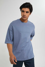 Load image into Gallery viewer, Redtag-Blue-Solid-T-Shirt-With-Scoop-Heim-Plain-Men's-