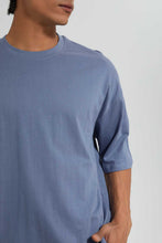 Load image into Gallery viewer, Redtag-Blue-Solid-T-Shirt-With-Scoop-Heim-Plain-Men's-