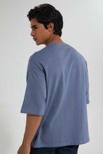 Load image into Gallery viewer, Redtag-Blue-Solid-T-Shirt-With-Scoop-Heim-Plain-Men's-