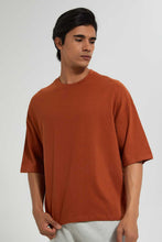 Load image into Gallery viewer, Redtag-Rust-Solid-T-Shirt-With-Scoop-Heim-Plain-Men's-