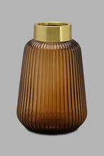 تنزيل الصورة على معرض الصور، Redtag-Gold-Ribbed-Glass-And-Gold-Metal-Vase-Platter-Home-Decor-