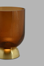 تنزيل الصورة على معرض الصور، Redtag-Gold-Ribbed-Glass-Vase-With-Gold-Metal-Base-Platter-Home-Decor-