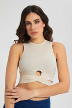 Load image into Gallery viewer, Redtag-Beige-Jersey-Cut-Away-Top-Plain-Women's-