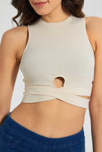 Load image into Gallery viewer, Redtag-Beige-Jersey-Cut-Away-Top-Plain-Women's-