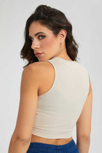 Load image into Gallery viewer, Redtag-Beige-Jersey-Cut-Away-Top-Plain-Women's-