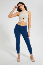 Load image into Gallery viewer, Redtag-Beige-Jersey-Cut-Away-Top-Plain-Women's-