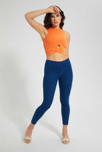 Load image into Gallery viewer, Redtag-Orange-Jersey-Cut-Away-Top-Plain-Women's-