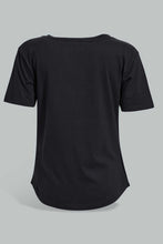 Load image into Gallery viewer, Redtag-Black-Organic-V-Neck-T-Shirt-Plain-Women's-