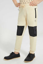 Load image into Gallery viewer, Redtag-Beige-Side-Cut-And-Sew-Panel-Track-Pant-Active-Pants-Boys-2 to 8 Years