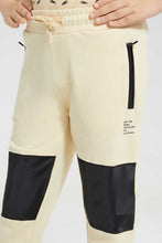 Load image into Gallery viewer, Redtag-Beige-Side-Cut-And-Sew-Panel-Track-Pant-Active-Pants-Boys-2 to 8 Years