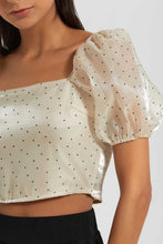 Load image into Gallery viewer, Redtag-Gold-Flocking-Detail-Organza-Blouse-Blouses-Women's-