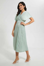Load image into Gallery viewer, Redtag-Mint-Wide-Shoulder-Front-Overlap-Dress-Dresses-Women's-