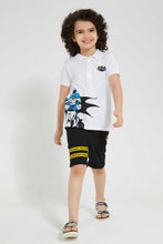 تنزيل الصورة على معرض الصور، Redtag-Black-Batman-Elasticated-Waist-Short-Active-Shorts-Boys-2 to 8 Years