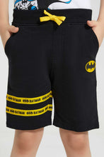 تنزيل الصورة على معرض الصور، Redtag-Black-Batman-Elasticated-Waist-Short-Active-Shorts-Boys-2 to 8 Years