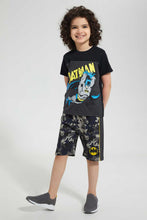 تنزيل الصورة على معرض الصور، Redtag-Black-Batman-T-Shirt-And-Short-Set-Sets-Boys-2 to 8 Years