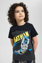 تنزيل الصورة على معرض الصور، Redtag-Black-Batman-T-Shirt-And-Short-Set-Sets-Boys-2 to 8 Years
