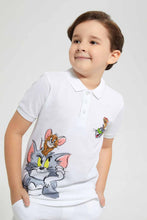 Load image into Gallery viewer, Redtag-White-Tom-And-Jerry-Polo-Polo-Shirts-Boys-2 to 8 Years