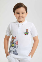 Load image into Gallery viewer, Redtag-White-Tom-And-Jerry-Polo-Polo-Shirts-Boys-2 to 8 Years