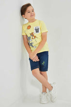 Load image into Gallery viewer, Redtag-Darkwash-Skate-Print-Short-Denim-Shorts-Boys-2 to 8 Years