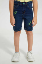 Load image into Gallery viewer, Redtag-Darkwash-Skate-Print-Short-Denim-Shorts-Boys-2 to 8 Years