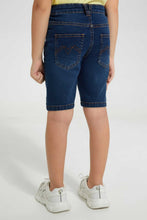 Load image into Gallery viewer, Redtag-Darkwash-Skate-Print-Short-Denim-Shorts-Boys-2 to 8 Years