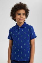 تنزيل الصورة على معرض الصور، Redtag-Navy-Tiger-Printed-Polo-Polo-Shirts-Boys-2 to 8 Years