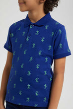 تنزيل الصورة على معرض الصور، Redtag-Navy-Tiger-Printed-Polo-Polo-Shirts-Boys-2 to 8 Years
