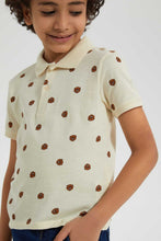 تنزيل الصورة على معرض الصور، Redtag-Beige-Lion-Printed-Polo-Polo-Shirts-Boys-2 to 8 Years