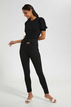 Load image into Gallery viewer, Redtag-Black-Puff-Sleeve-Top-Tops-Women's-