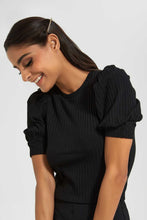 Load image into Gallery viewer, Redtag-Black-Puff-Sleeve-Top-Tops-Women's-