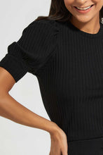 Load image into Gallery viewer, Redtag-Black-Puff-Sleeve-Top-Tops-Women's-