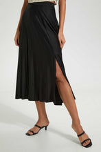 Load image into Gallery viewer, Redtag-Black-Pleated-Waist-String-Detail-Midi-Skirt-Skirts-Women's-