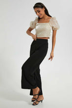 Load image into Gallery viewer, Redtag-Black-Wide-Leg-Pintuck-Detail-Trouser-Culottes-Women's-