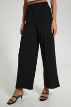 Load image into Gallery viewer, Redtag-Black-Wide-Leg-Pintuck-Detail-Trouser-Culottes-Women's-
